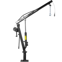 Hydraulic Pickup Truck Crane with Hand Winch  , Pickup Truck Bed Hoist Jib Crane- 2000-Lb. Capacity Black