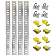 12PCS E Track Tie-Down Rail Kit, Trucks, Vans, Garages, Trailer Tie Down System,4 Pack 5ft Horizontal E-Track , 4 Pack Steel O-Ring Anchors, 4 Pack Ratchet Straps