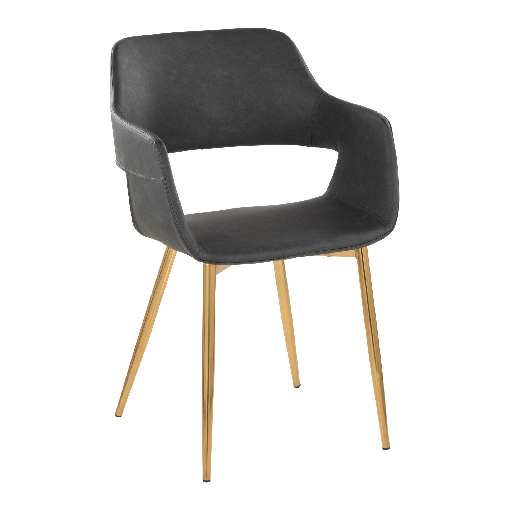 Margarite Contemporary Dining/Accent Chair in Gold Metal and Grey Faux Leather by LumiSource - Set of 2
