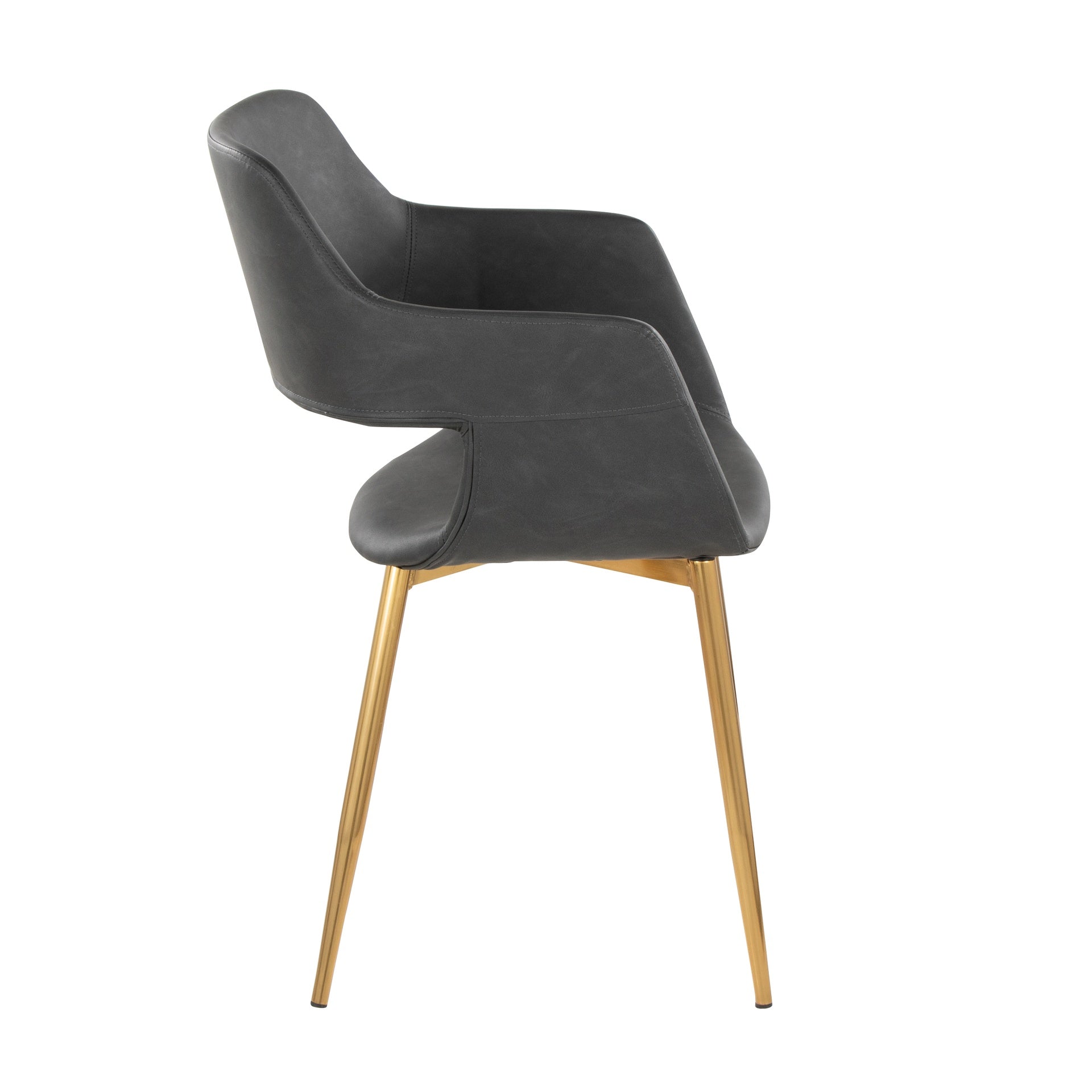 Margarite Contemporary Dining/Accent Chair in Gold Metal and Grey Faux Leather by LumiSource - Set of 2