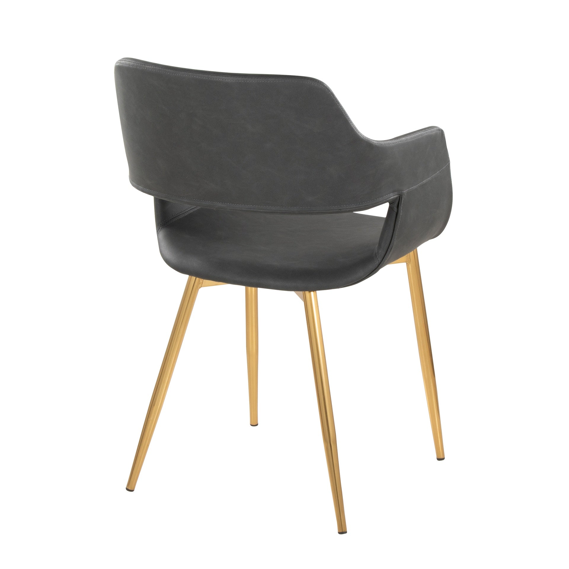 Margarite Contemporary Dining/Accent Chair in Gold Metal and Grey Faux Leather by LumiSource - Set of 2