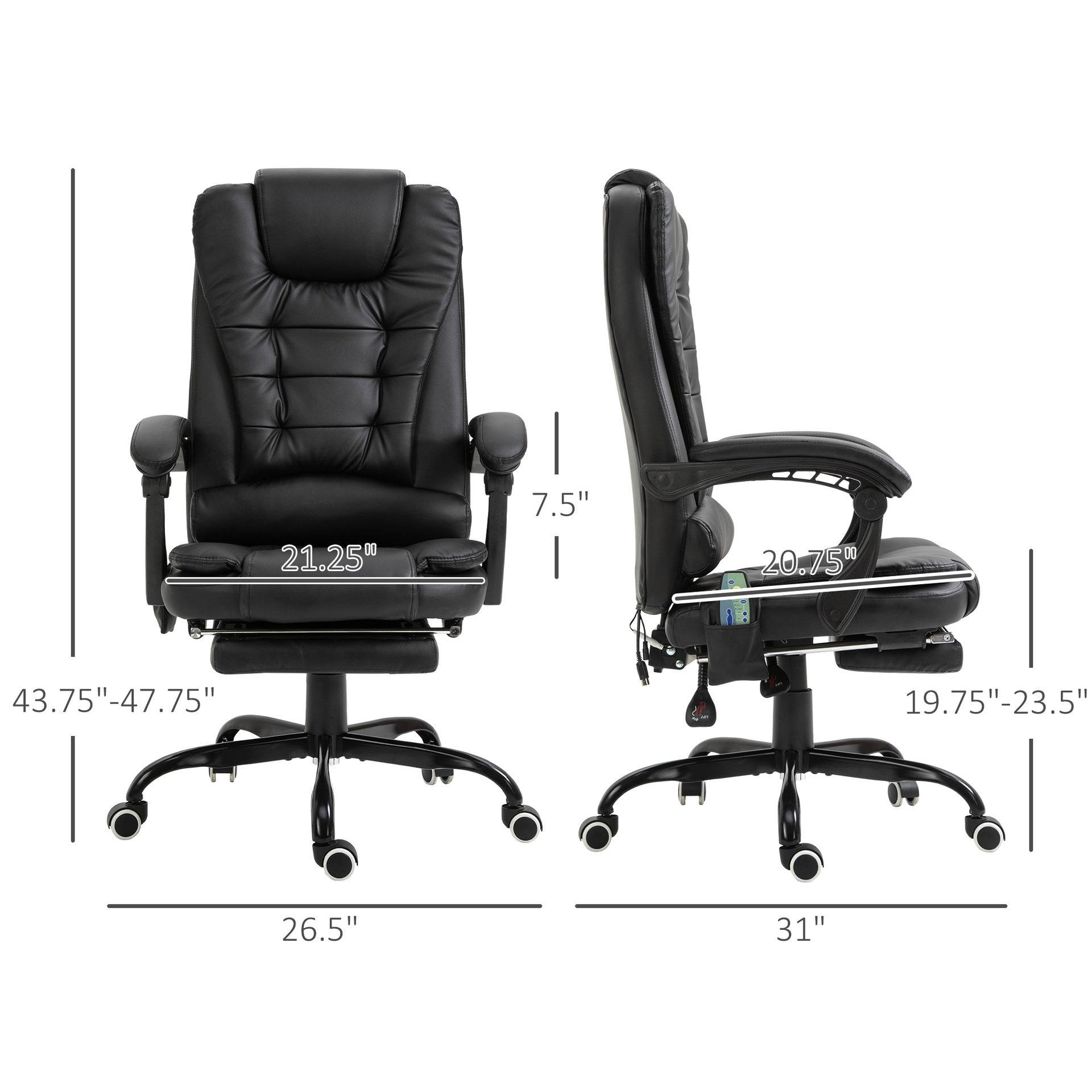 Massage Office Chair High Back Executive Recliner with Lumbar Support,Footrest,Reclining Back,Adjustable Heigh