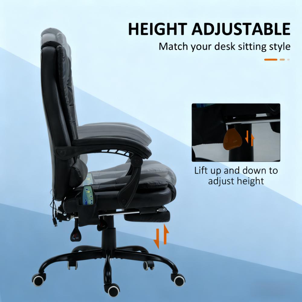 Massage Office Chair High Back Executive Recliner with Lumbar Support,Footrest,Reclining Back,Adjustable Heigh