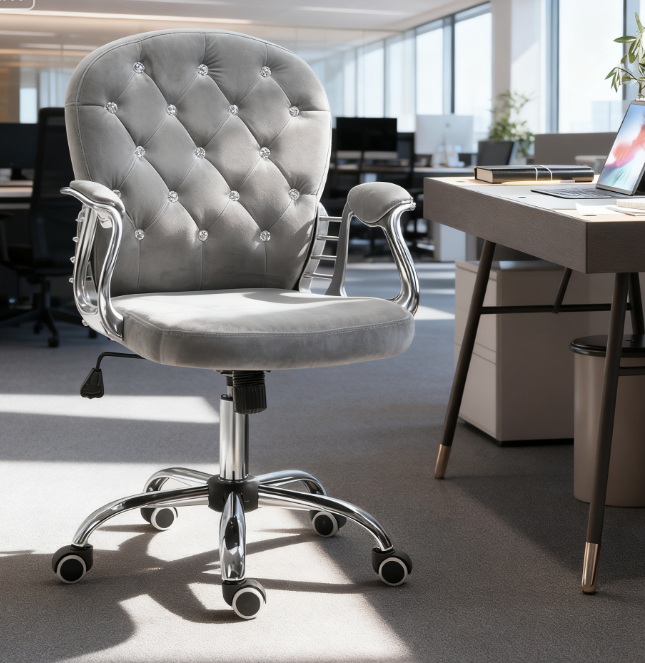 Luxury Tufted Office Chair for A Stylish Choice for Home & Office, Plush Comfort