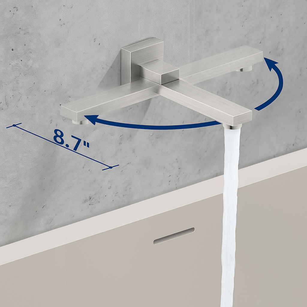 Male NPT Folding Bathtub Shower Faucet, Rain Shower Head System with Bath Tub Faucet Set and Handheld for Bathroom, Brushed Nickel 3 Function Tub Shower Rough-in Valve and Diverter