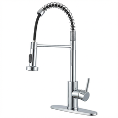 Kitchen Faucet with Pull Down Sprayer Industrial 1 Handle 1 Hole Or 3 Hole Faucet for Farmhouse Camper Laundry Utility Rv Wet Bar Sinks, Stainless Steel, Chrome