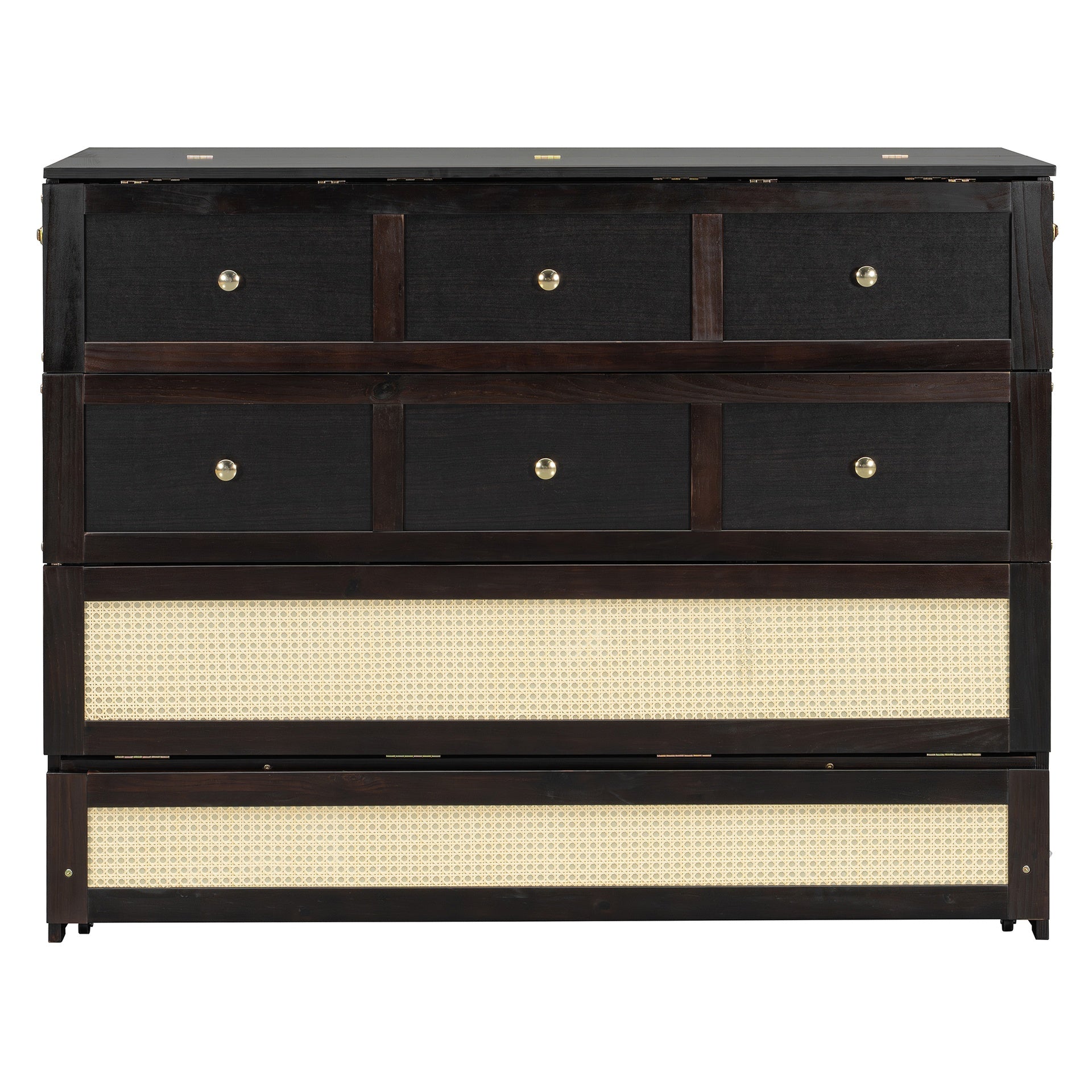 Full Size Murphy Bed with Large Drawers,Espresso