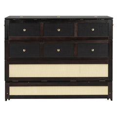 Full Size Murphy Bed with Large Drawers,Espresso