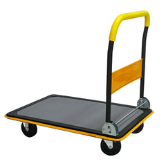 Flatbed Cart, 660lbs Heavy Duty Capacity Platform Hand Truck 360 Degree Swivel Wheels Foldable Push Hand Cart for Loading and Storage, Warehouse-Yellow
