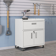 Rolling Garage Cabinet in White
