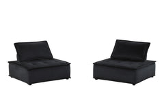 Aveline 40"W Black Velvet Set of 2 Armless Lounge Chair
