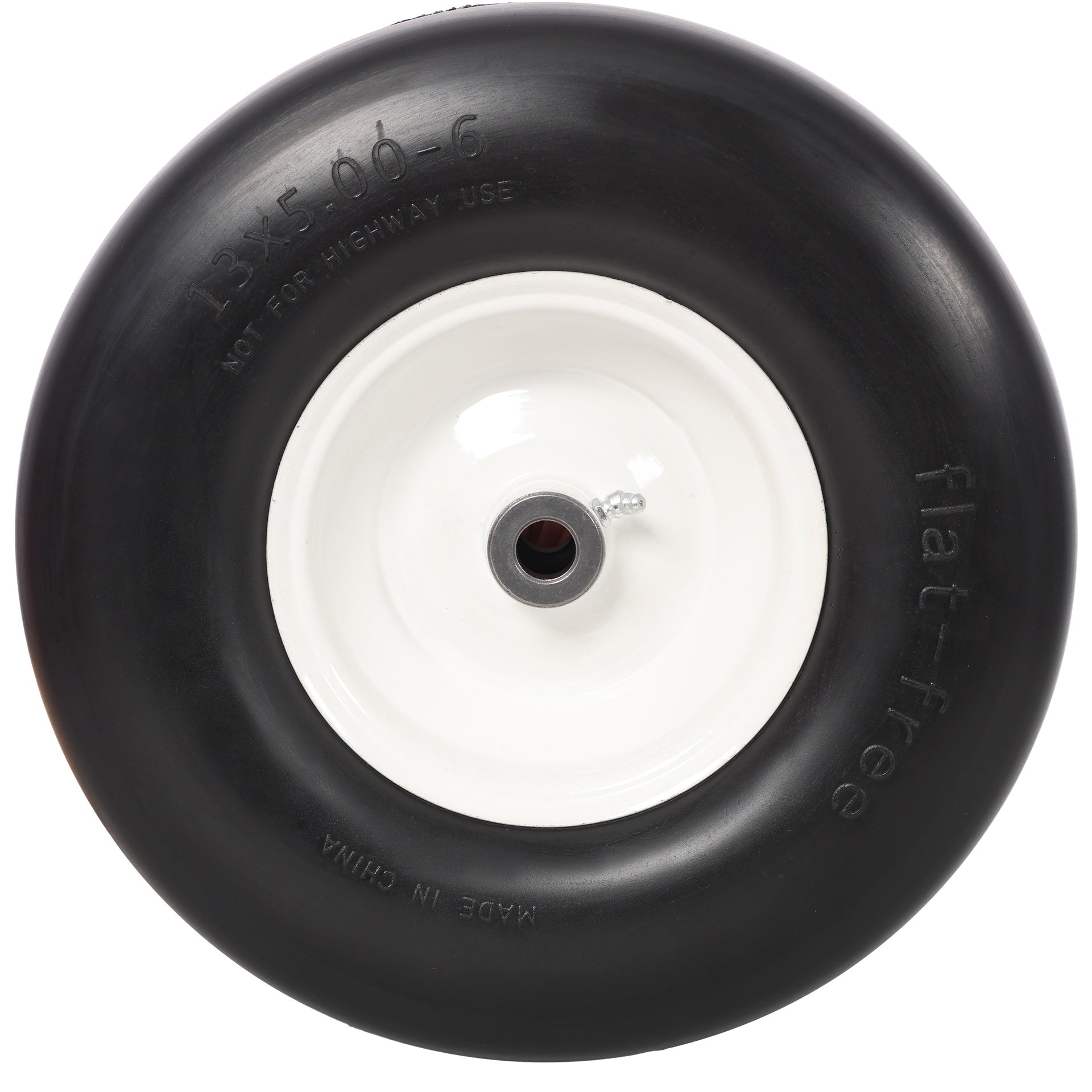2pcs 13x5.00-6" Flat Free Lawn Mower tires,Zero Turn Mower replacement Solid Tire, Smooth tread, 3/4" Bearing 3" Central Hub, 500 LB Load capacity per pc. 2 PCS/ PACK