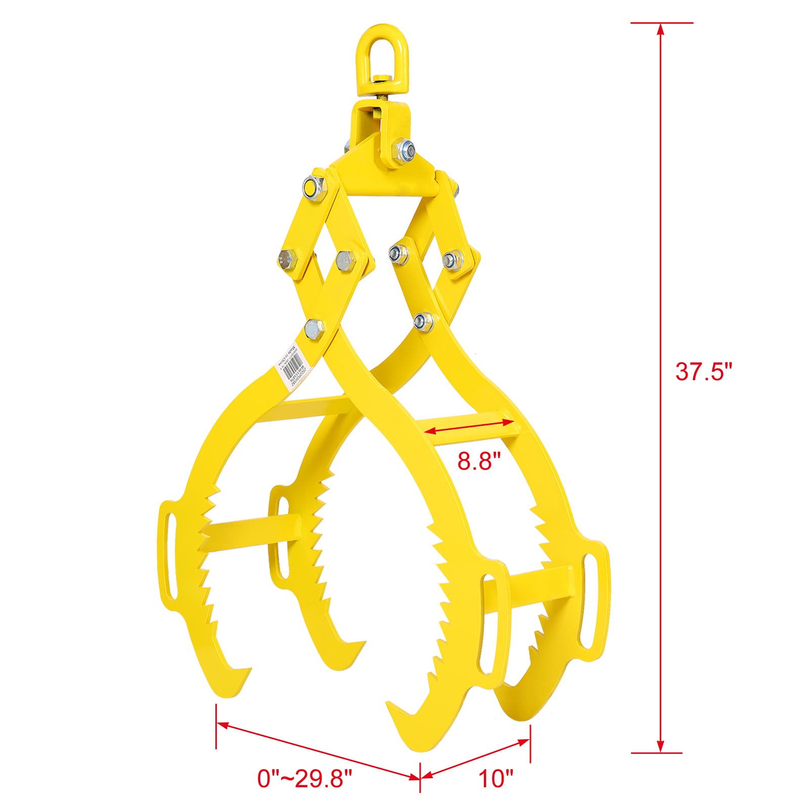 4 Claw Timber Log Lifting Logging Tongs Grabber Tong 28", Heavy Duty Solid Steel