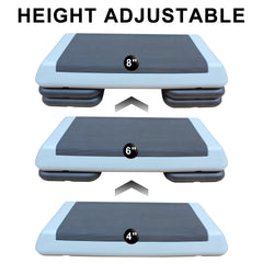 Adjustable Workout Aerobic Stepper in Fitness & Exercise Step Platform Trainer Gray Black with 2 Risers