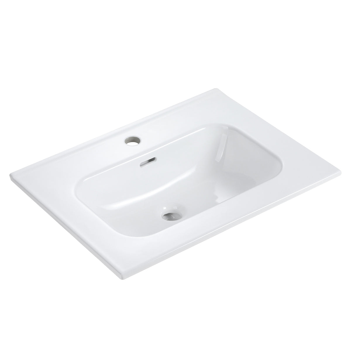 BB0924Y311, Integrated white ceramic basin with one predrilled faucet hole, drain assembly NOT included