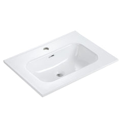 BB0924Y311, Integrated white ceramic basin with one predrilled faucet hole, drain assembly NOT included