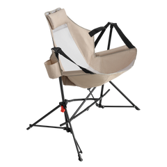 Hammock Camping Chair, Folding Portable Rocking Chair, Aluminum Alloy Adjustable Back Swinging Chair with Pillow Cup Holder, Recliner with Carry Bag for Outdoor Travel Lawn Backyard, Khaki (2pcs)