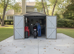 Motorcycle Outdoor Steel Storage Shed With Window ,tracks and fixtures,Grey