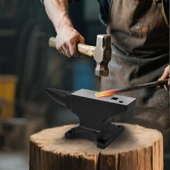 Single Horn Anvil, 45Lbs Cast Steel Anvil, High Hardness Anvil, Four holes in the Base for Fixing, Large Countertop and Stable Base, with Round and Square Hole, Metalsmith Tool for Bending and Shaping