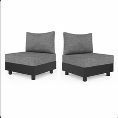 5-Piece Gray Aluminum Patio Sectional Set with Modular Armless Chairs and Coffee Table