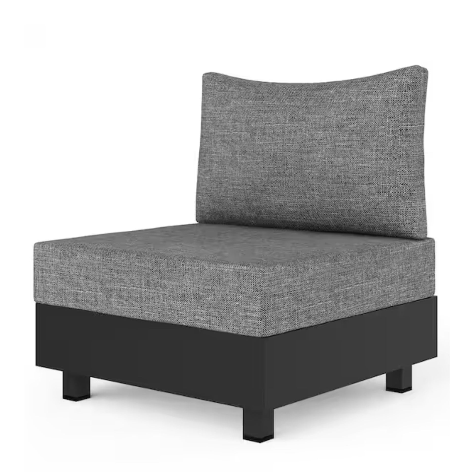 5-Piece Gray Aluminum Patio Sectional Set with Modular Armless Chairs and Coffee Table