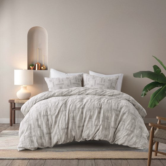 3 Piece Cotton Jacquard Duvet Set-King/Cal King