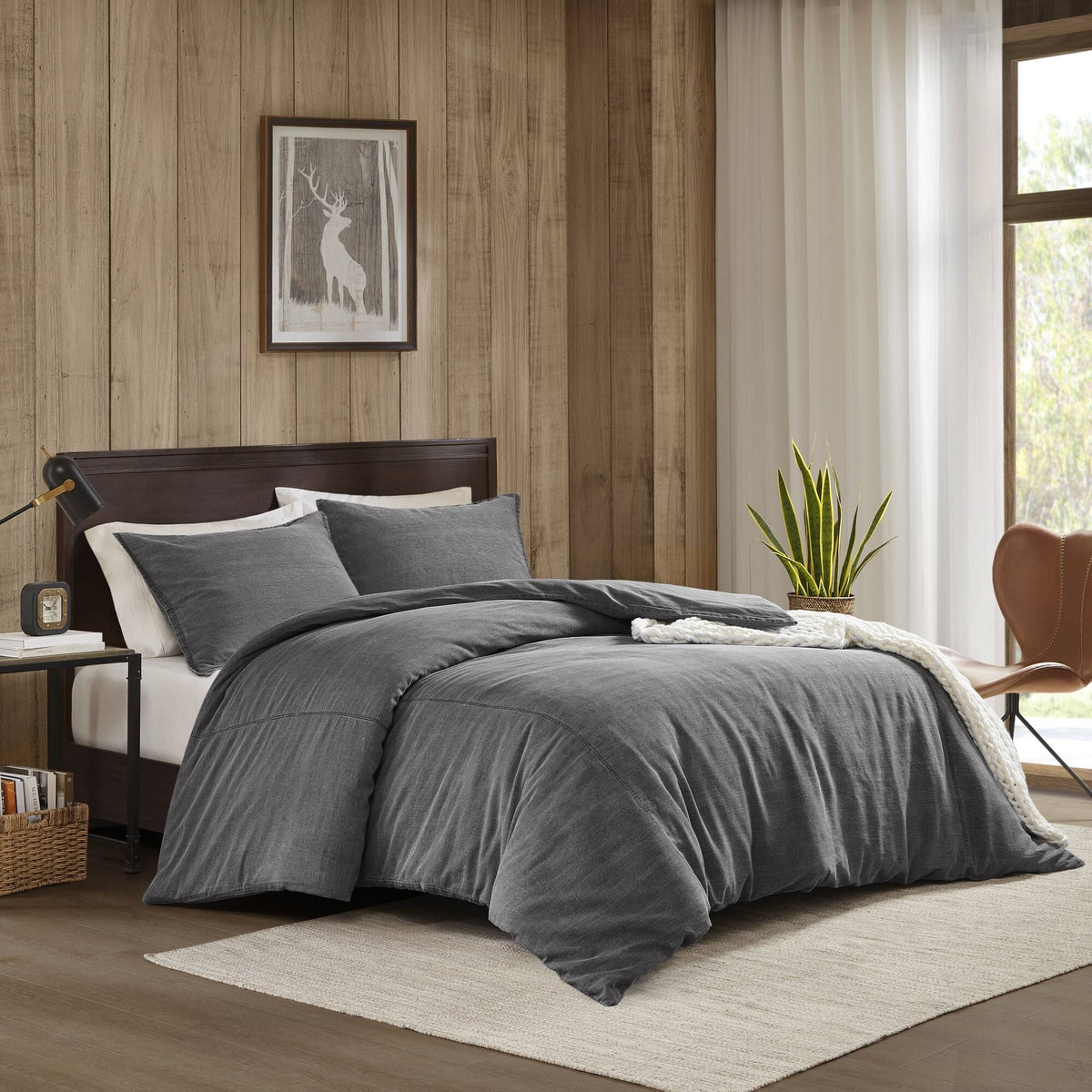 3PCS King/Cal King Twill Washed Duvet Set