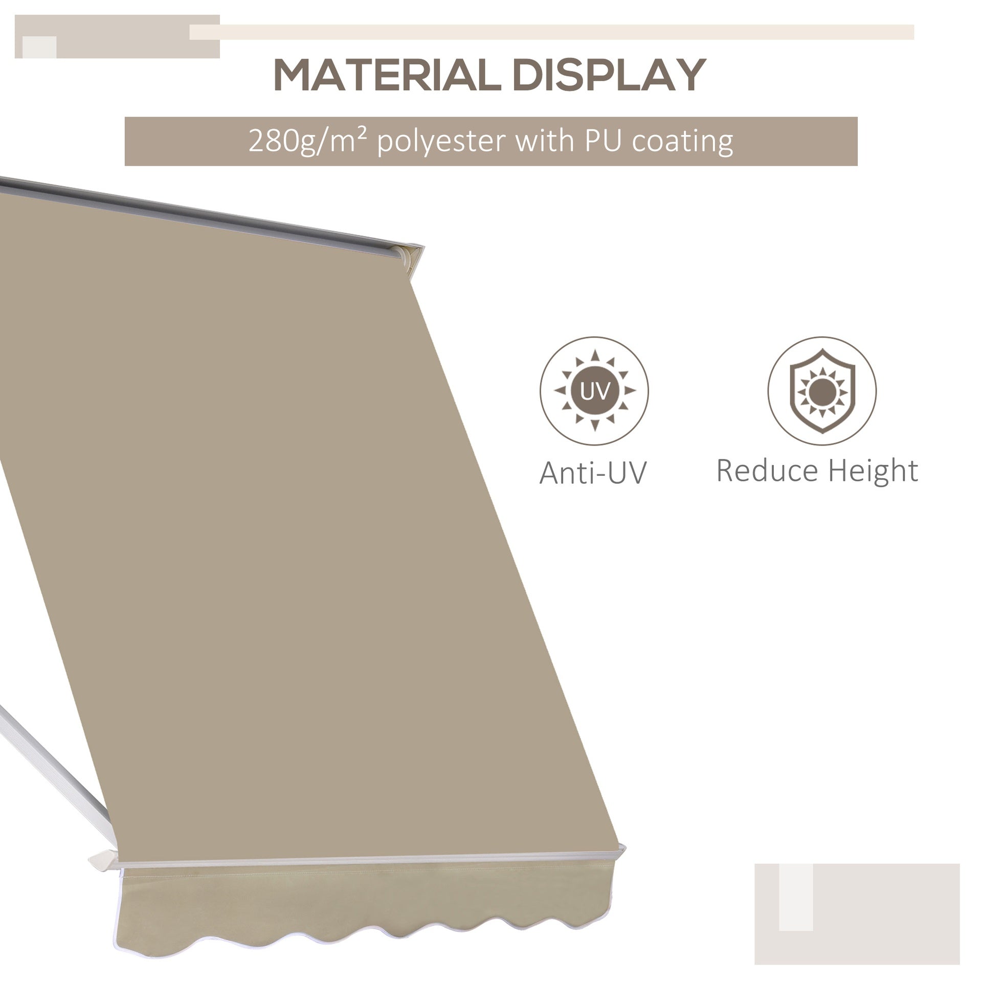 Outsunny 6' Drop Arm Manual Retractable Window Awning Sun Shade Shelter for Patio Balcony Outdoor, Aluminum, Cream White