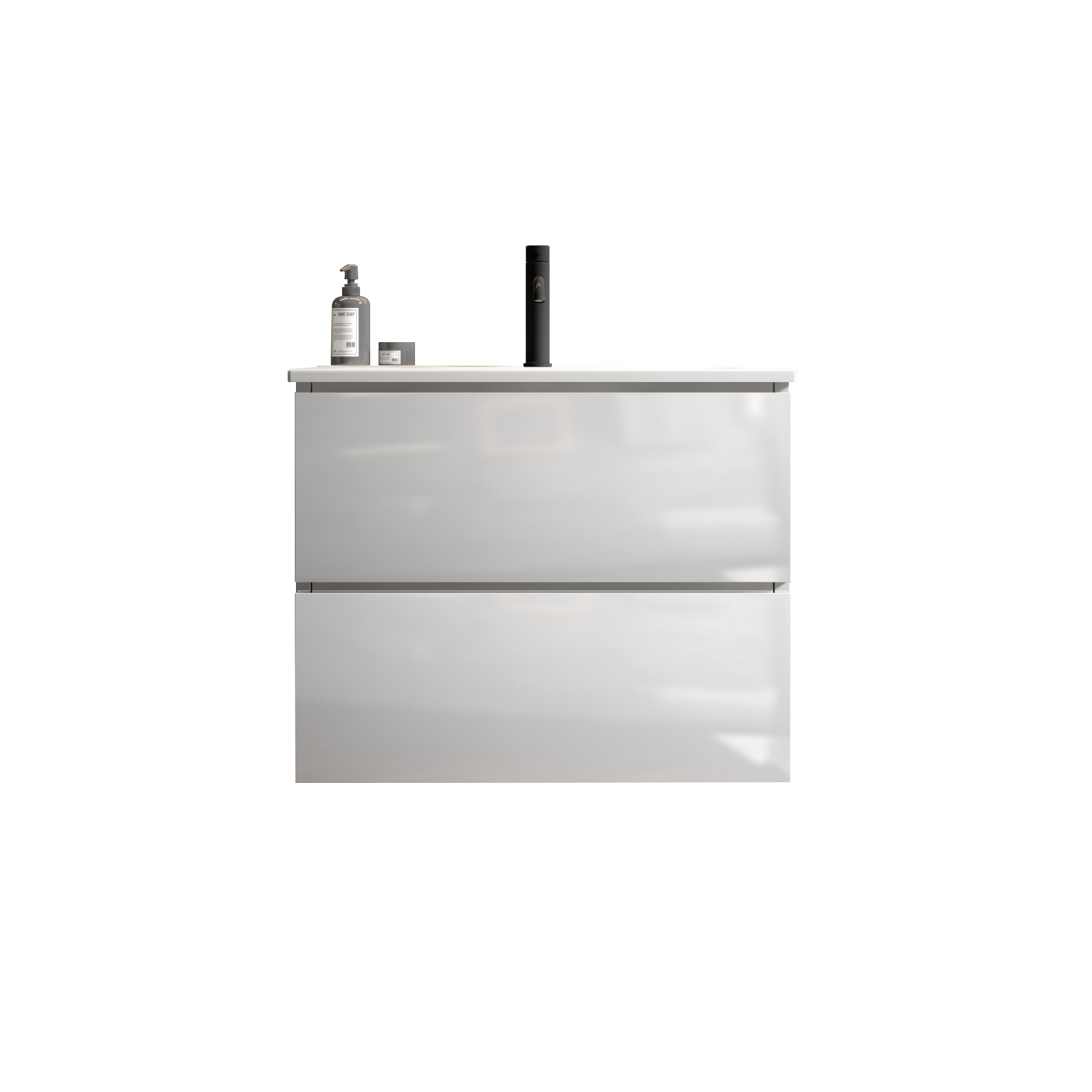 TIA 24" Wall Mounted White Glossy Bathroom Vanity with Ceramic Sink with one faucet hole, Large Storage Floating Bathroom Vanity for Modern Bathroom, Pre-assembled