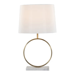Moon Contemporary Table Lamp in White Marble, Gold Metal and White Shade by LumiSource