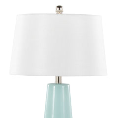 Penelope 22" Contemporary Ceramic Table Lamp with Tiffany Blue & Silver Ceramic Body and White Shade by LumiSource