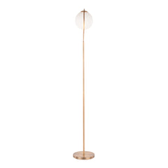 Moon Contemporary Floor Lamp in Gold Metal and Frosted Glass by LumiSource