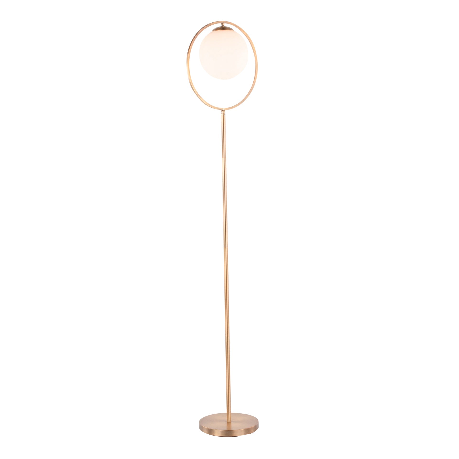 Moon Contemporary Floor Lamp in Gold Metal and Frosted Glass by LumiSource