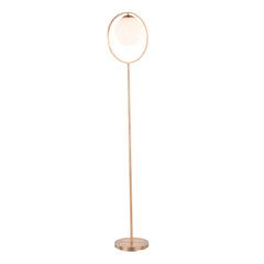 Moon Contemporary Floor Lamp in Gold Metal and Frosted Glass by LumiSource