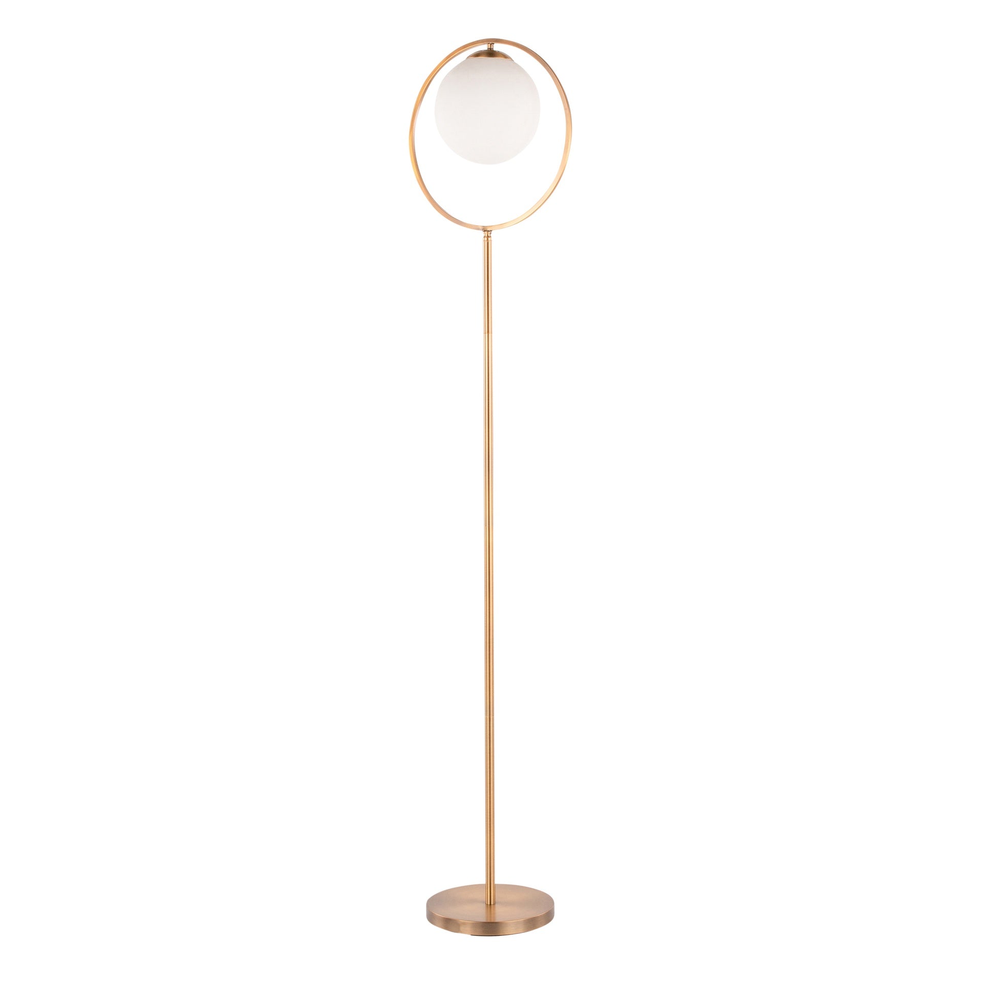 Moon Contemporary Floor Lamp in Gold Metal and Frosted Glass by LumiSource