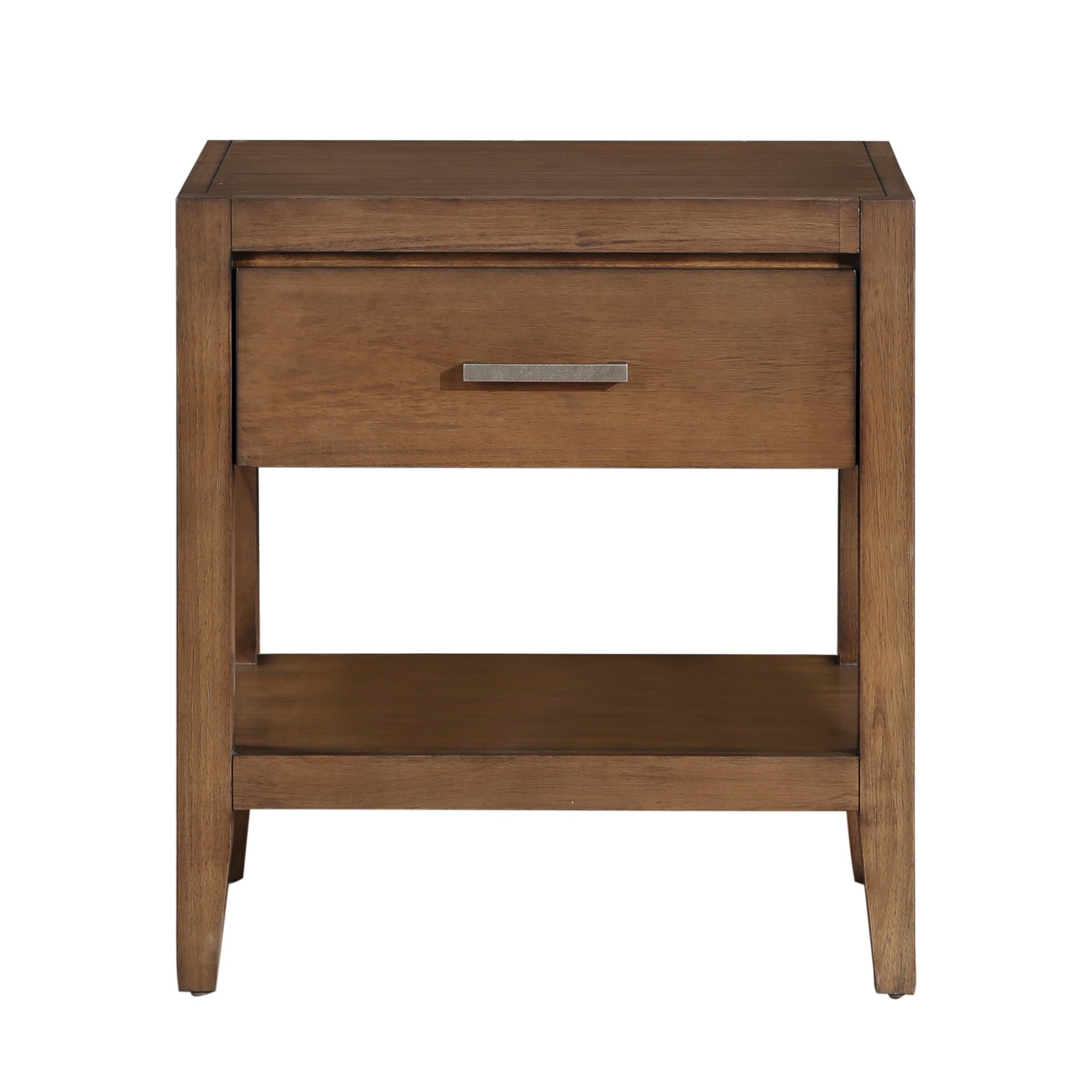 Transitional Bedroom Furniture 1pc Nightstand of Drawer and Open Shelf Light Brown Finish