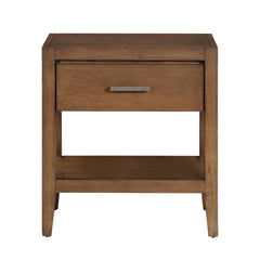 Transitional Bedroom Furniture 1pc Nightstand of Drawer and Open Shelf Light Brown Finish