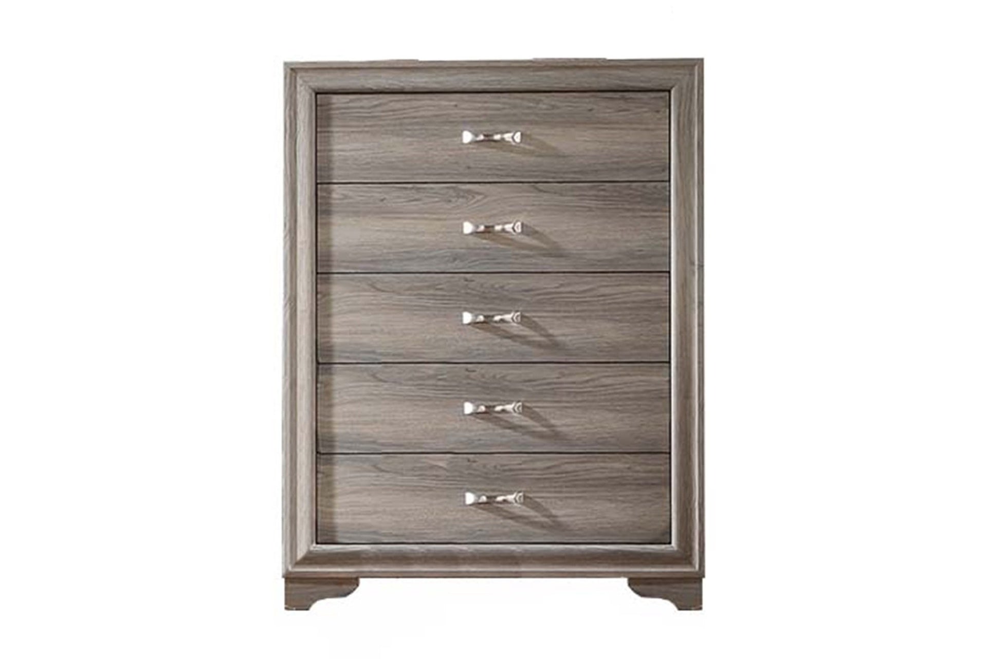 Modern Style 1pc Wooden Chest Gold Handles Unique Legs Natural Finish Bedroom Furniture