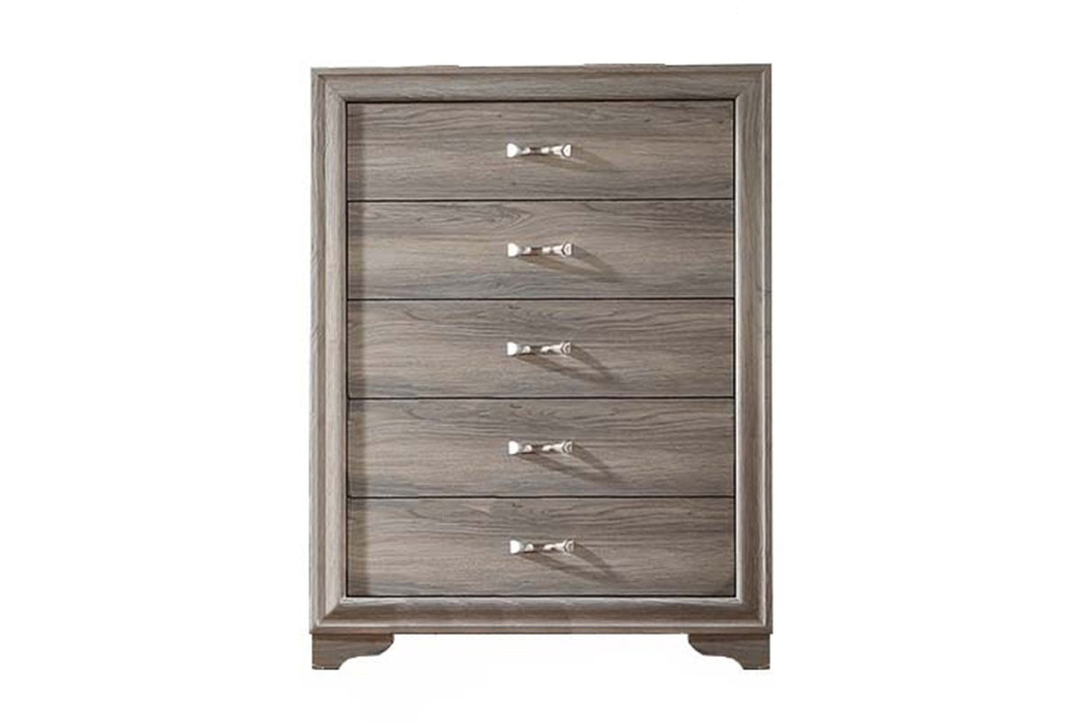 Modern Style 1pc Wooden Chest Gold Handles Unique Legs Natural Finish Bedroom Furniture