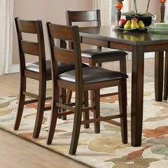 Cherry Finish Dining Set 7pc Counter Height Table with Extension Leaf and 6x Wood Frame Counter Height Chairs Transitional Style Furniture