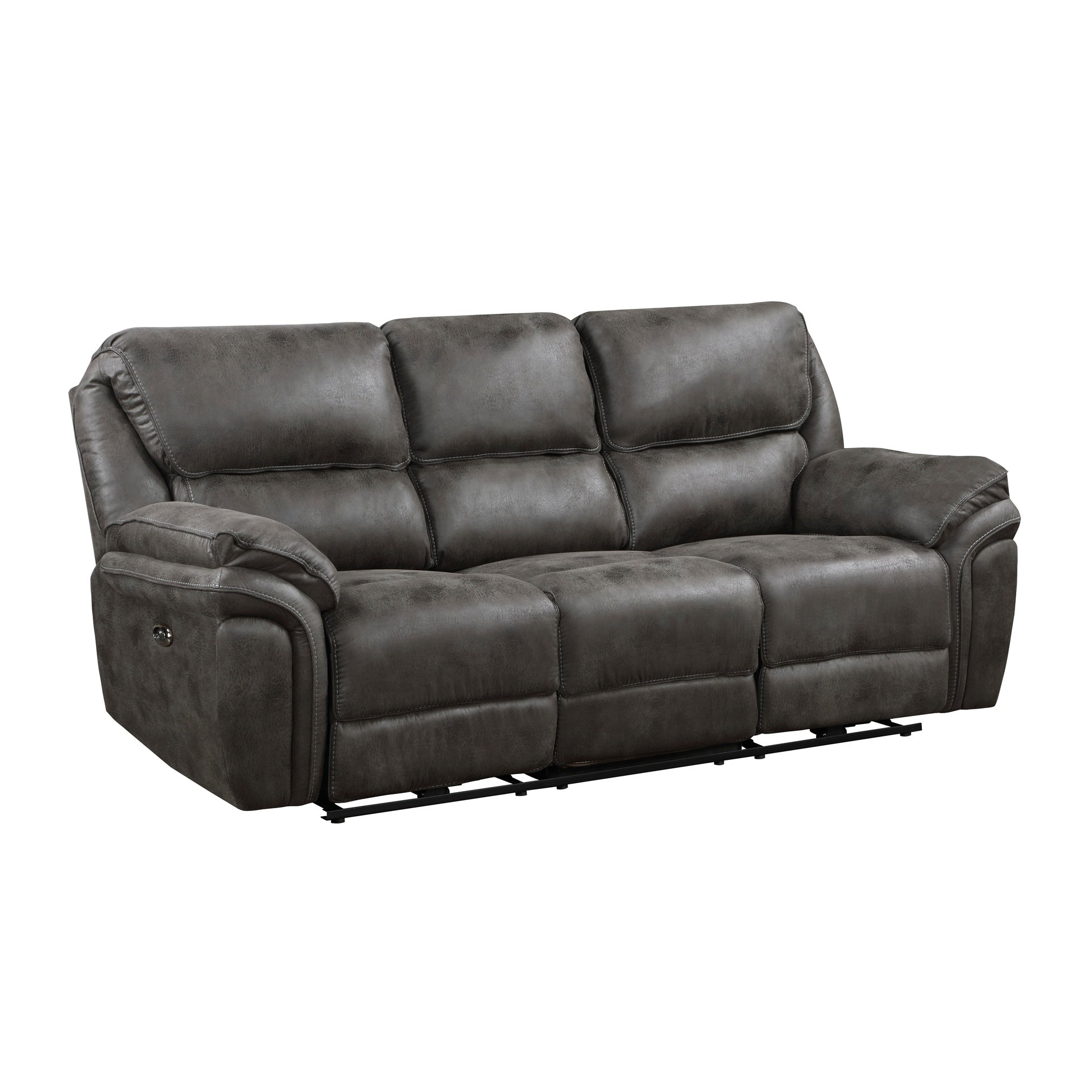 Plush Modern Living Room Sofa Set 2pc Power Reclining Sofa and Loveseat Gray Microfiber Upholstery USB port Solid Wood Frame Furniture
