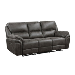 Plush Modern Living Room Sofa Set 2pc Power Reclining Sofa and Loveseat Gray Microfiber Upholstery USB port Solid Wood Frame Furniture