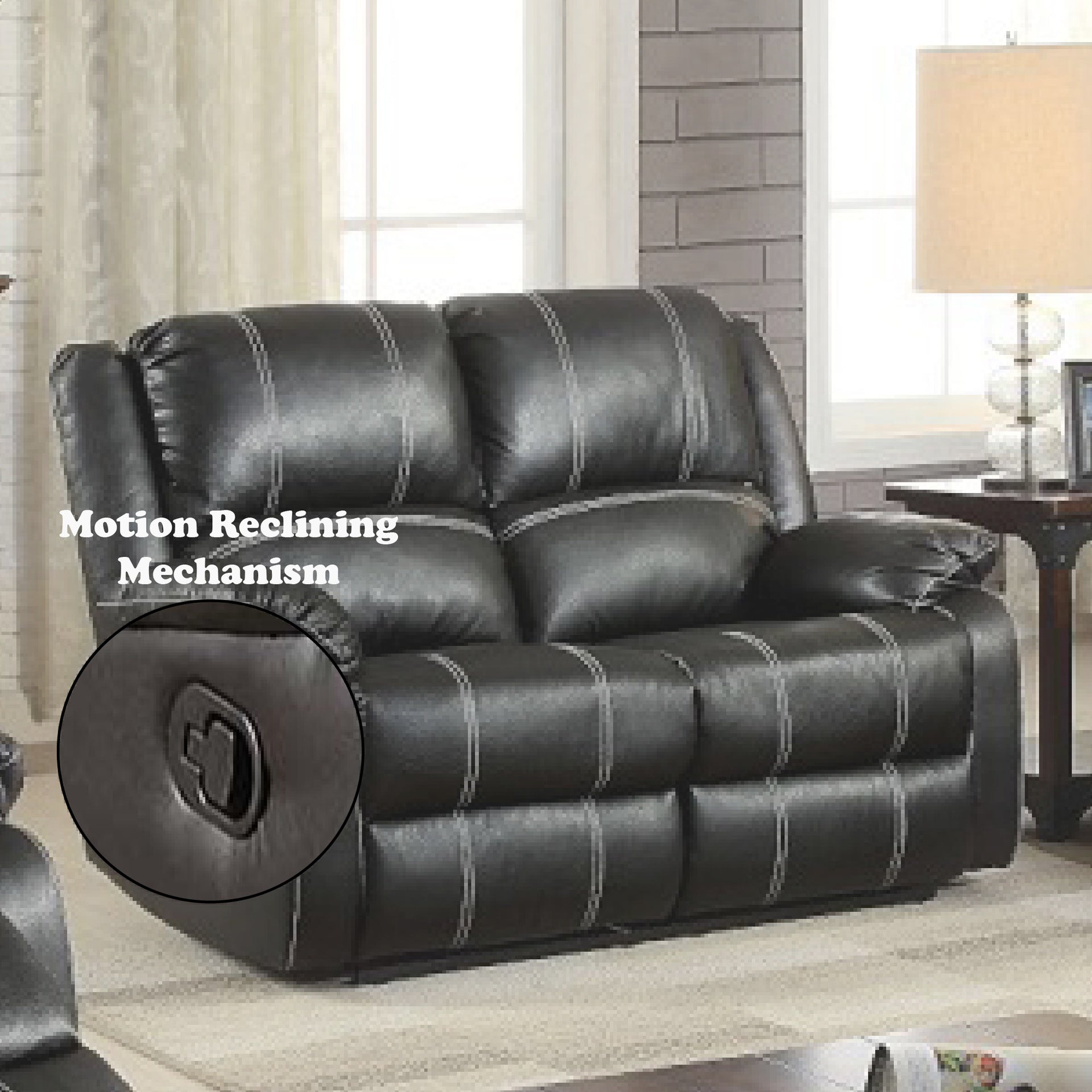 Zuriel Black Synthetic Leather Recliner Loveseat