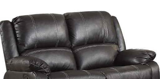 Zuriel Black Synthetic Leather Recliner Loveseat
