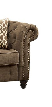 Aurelia Brown Linen Loveseat W/2 Pillows