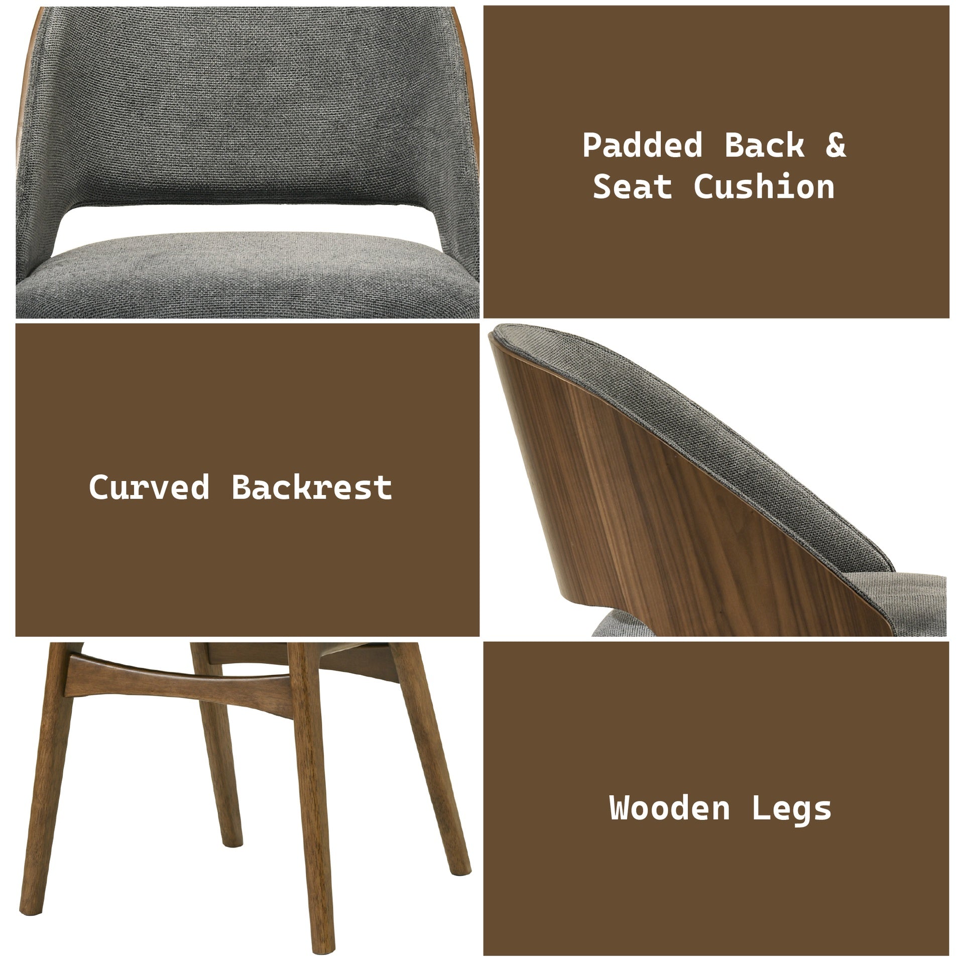 Delmon Fabric & Dark Walnut Side Chair (Set of 2)