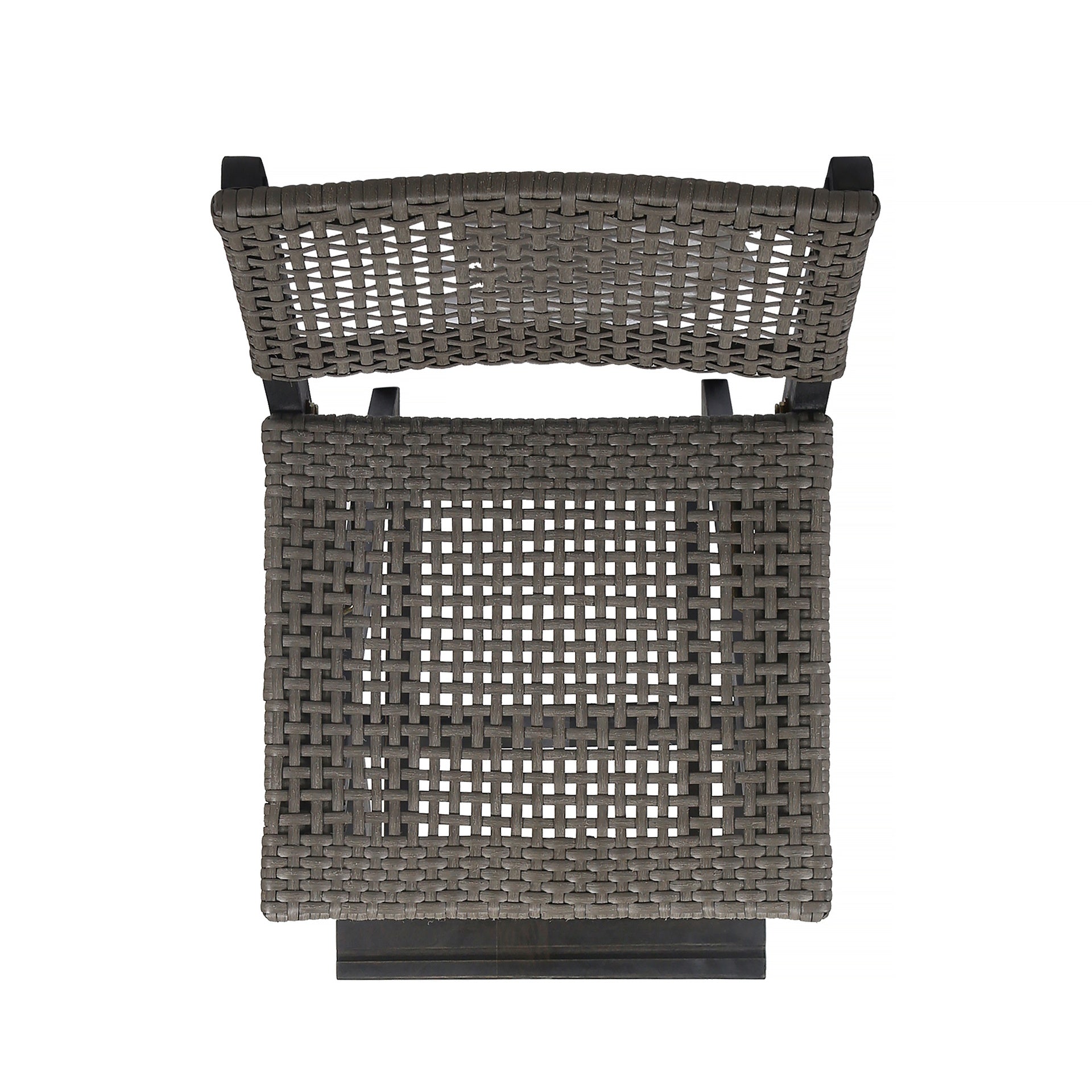 41.75" Outdoor Folding Acacia Wood Barstools with PE Rattan Backrest and Seat, Dark Grey Finish (Set of 2)