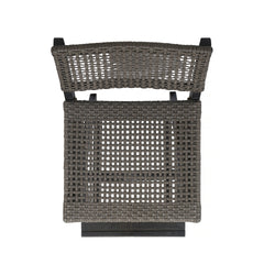 41.75" Outdoor Folding Acacia Wood Barstools with PE Rattan Backrest and Seat, Dark Grey Finish (Set of 2)