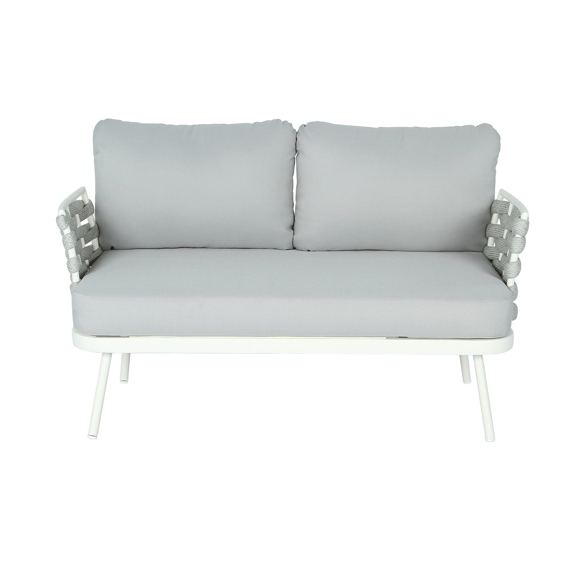 Mariano Steel Loveseat and Table, Off White+Grey