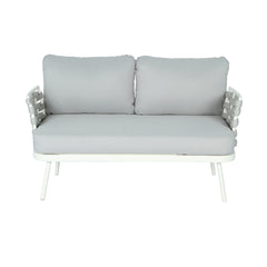 Mariano Steel Loveseat and Table, Off White+Grey